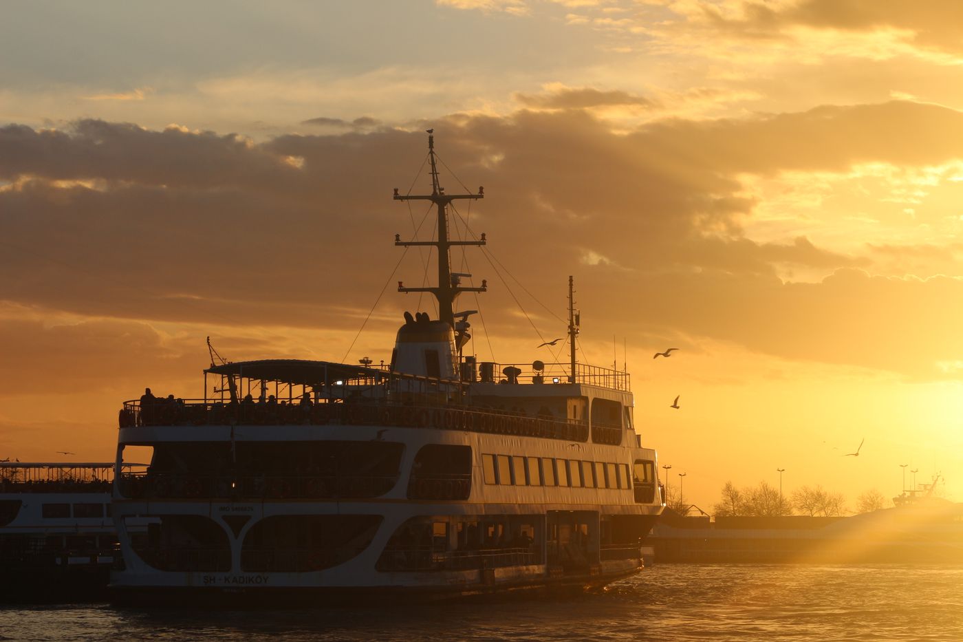 An Istanbul commuter ferry crossing the Bosphorus toward Kadıköy
